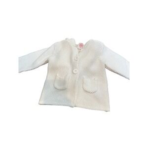 Savannah Sweater Girls 12-18 Months White Lamb Hooded Knit Cardigan Button Front